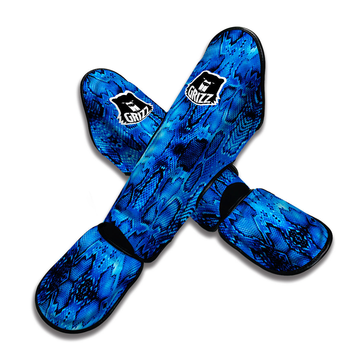 Blue Snakeskin Muay Thai Shin Guards-grizzshop