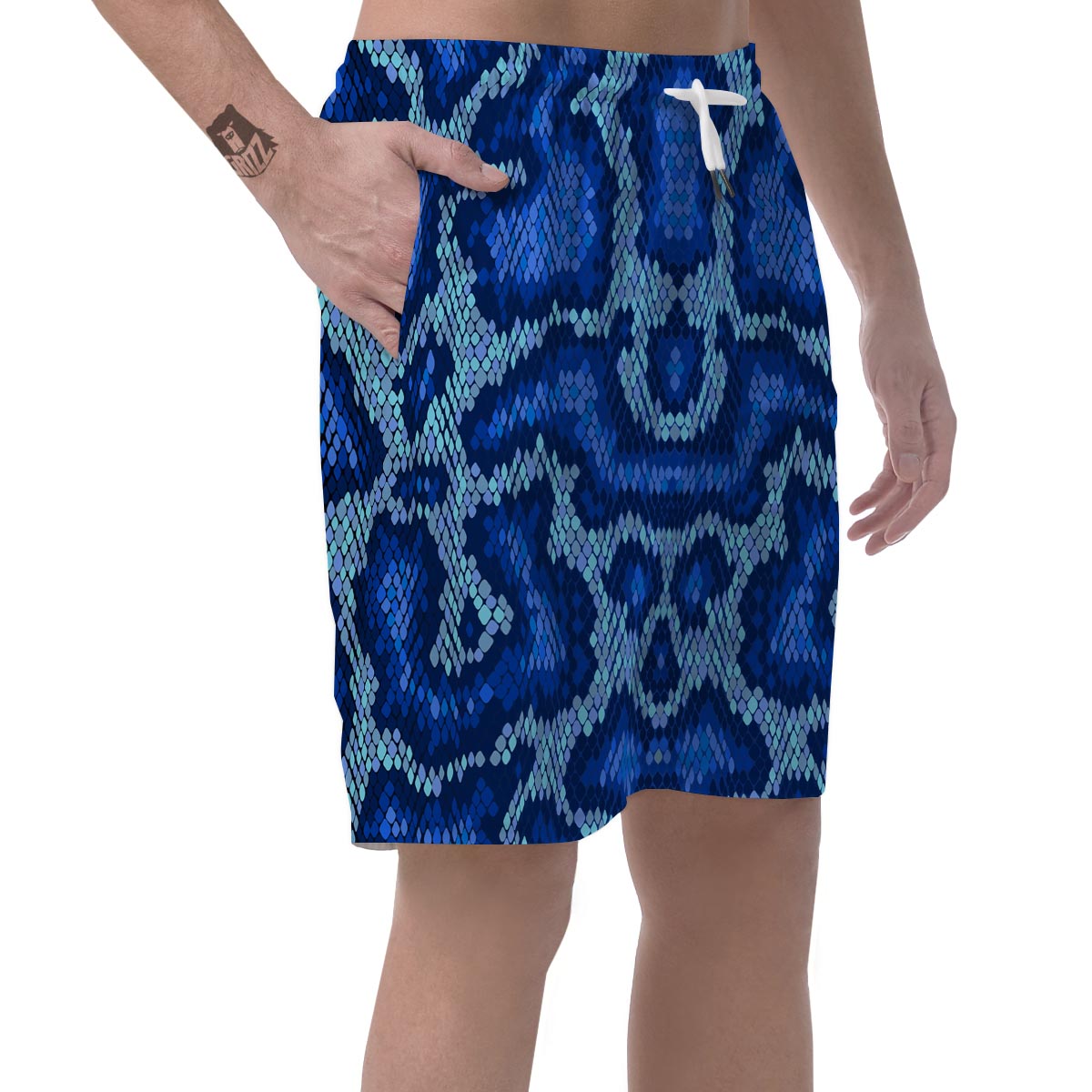 Blue Snakeskin Print Men's Shorts-grizzshop