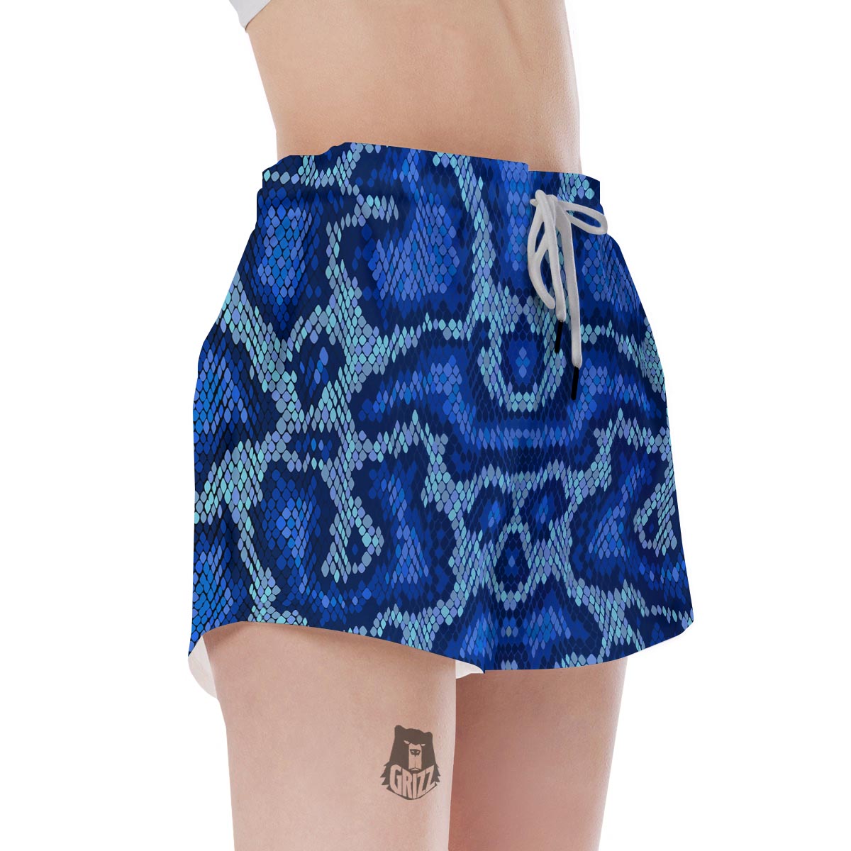 Blue Snakeskin Print Women's Shorts-grizzshop