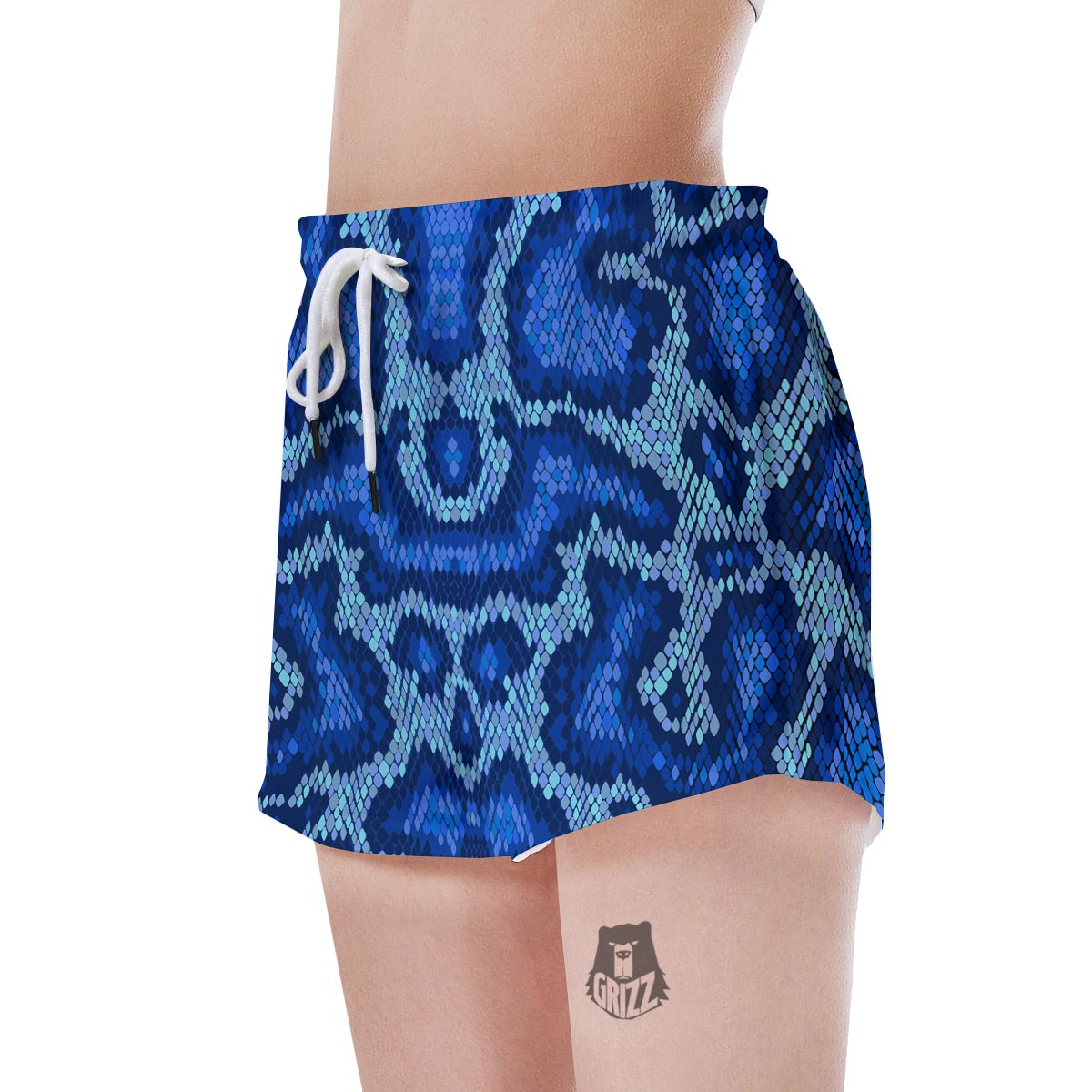 Blue Snakeskin Print Women's Shorts-grizzshop
