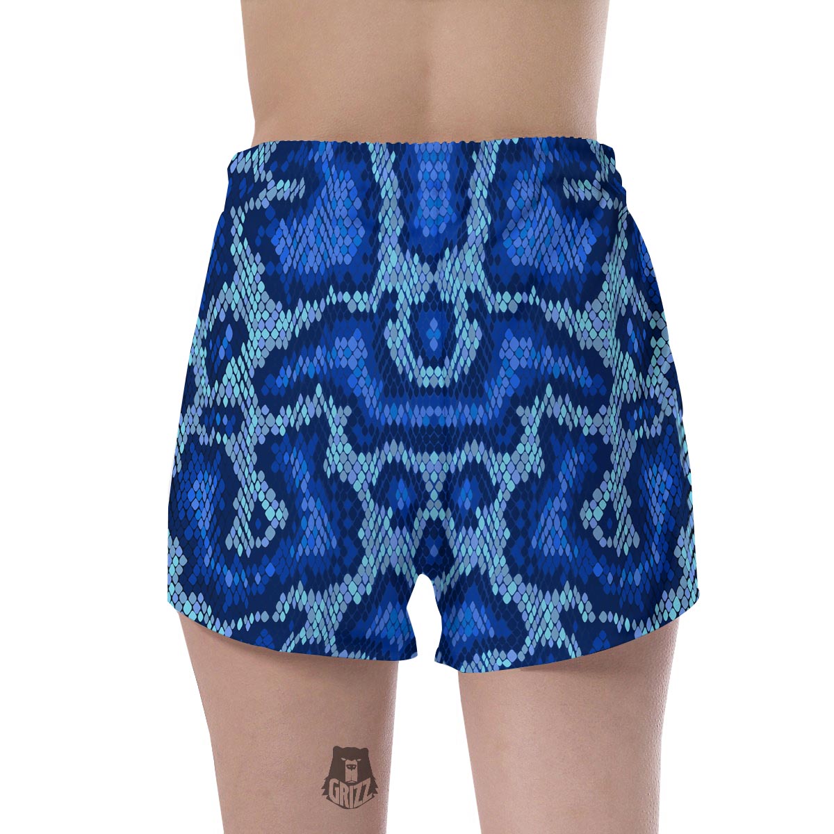 Blue Snakeskin Print Women's Shorts-grizzshop