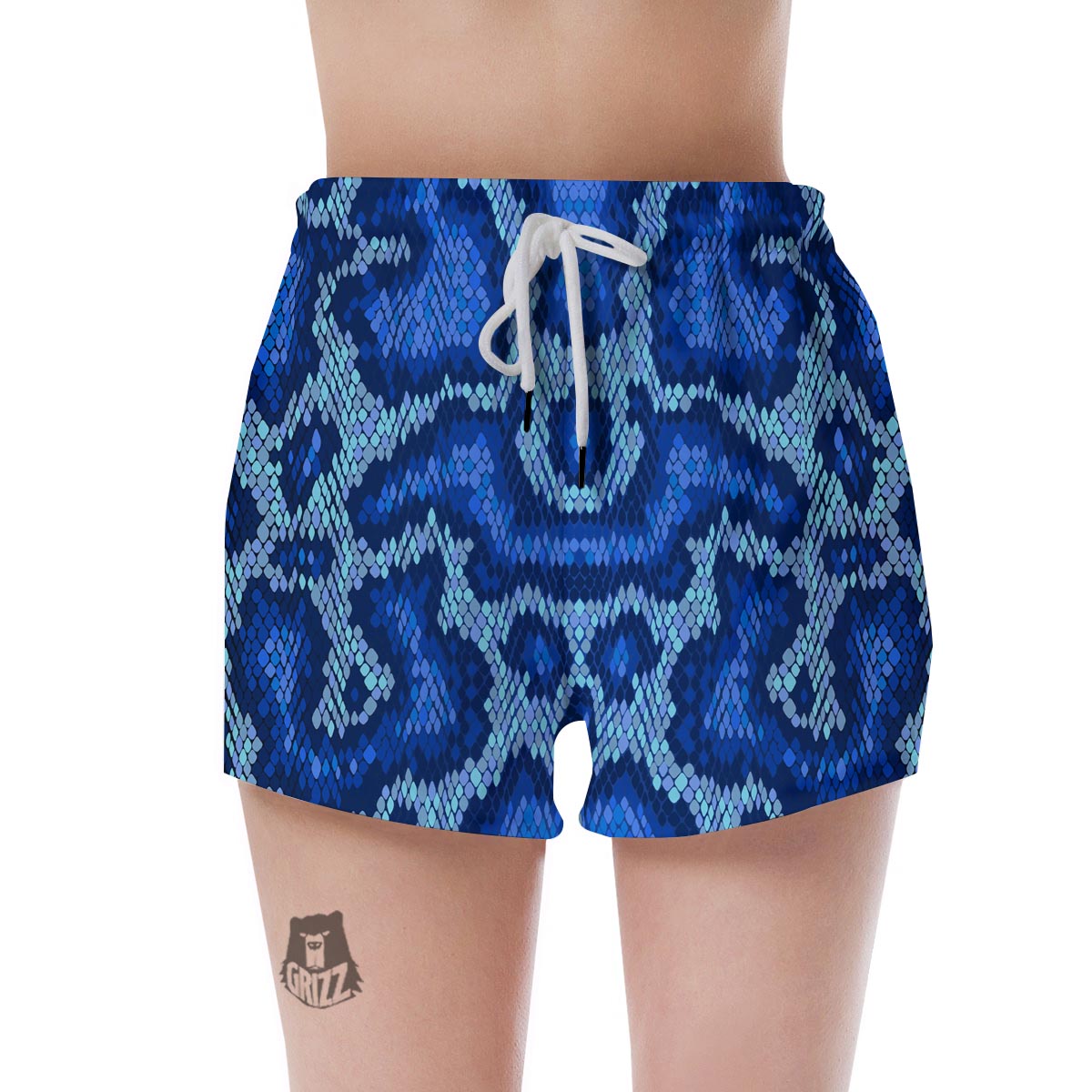 Blue Snakeskin Print Women's Shorts-grizzshop