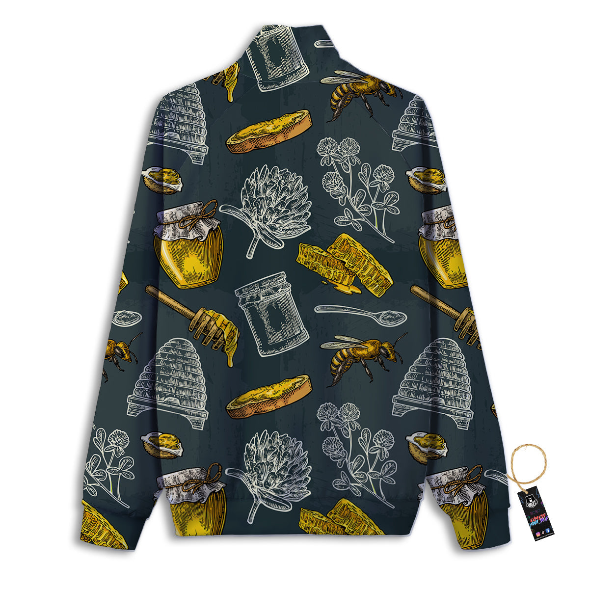 Blue Spruce And Beige Argyle Print Pattern Track Jacket-grizzshop