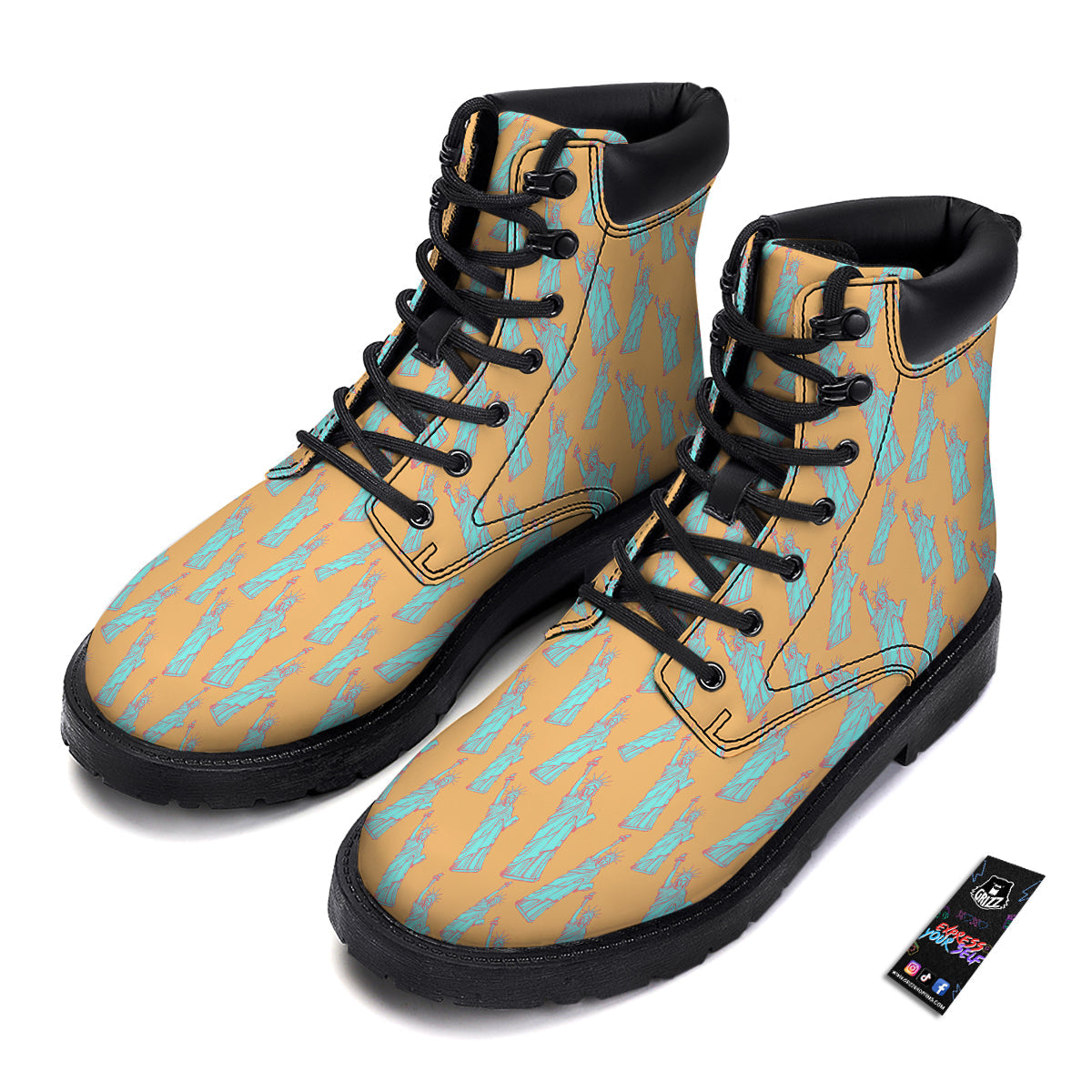 Blue Statue Of Liberty Print Pattern Boots-grizzshop