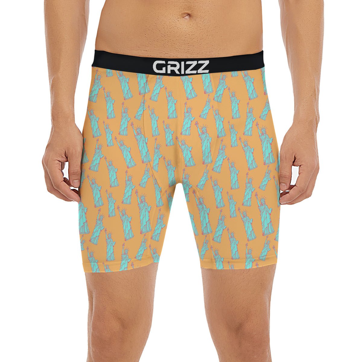 Blue Statue Of Liberty Print Pattern Boxer Briefs-grizzshop