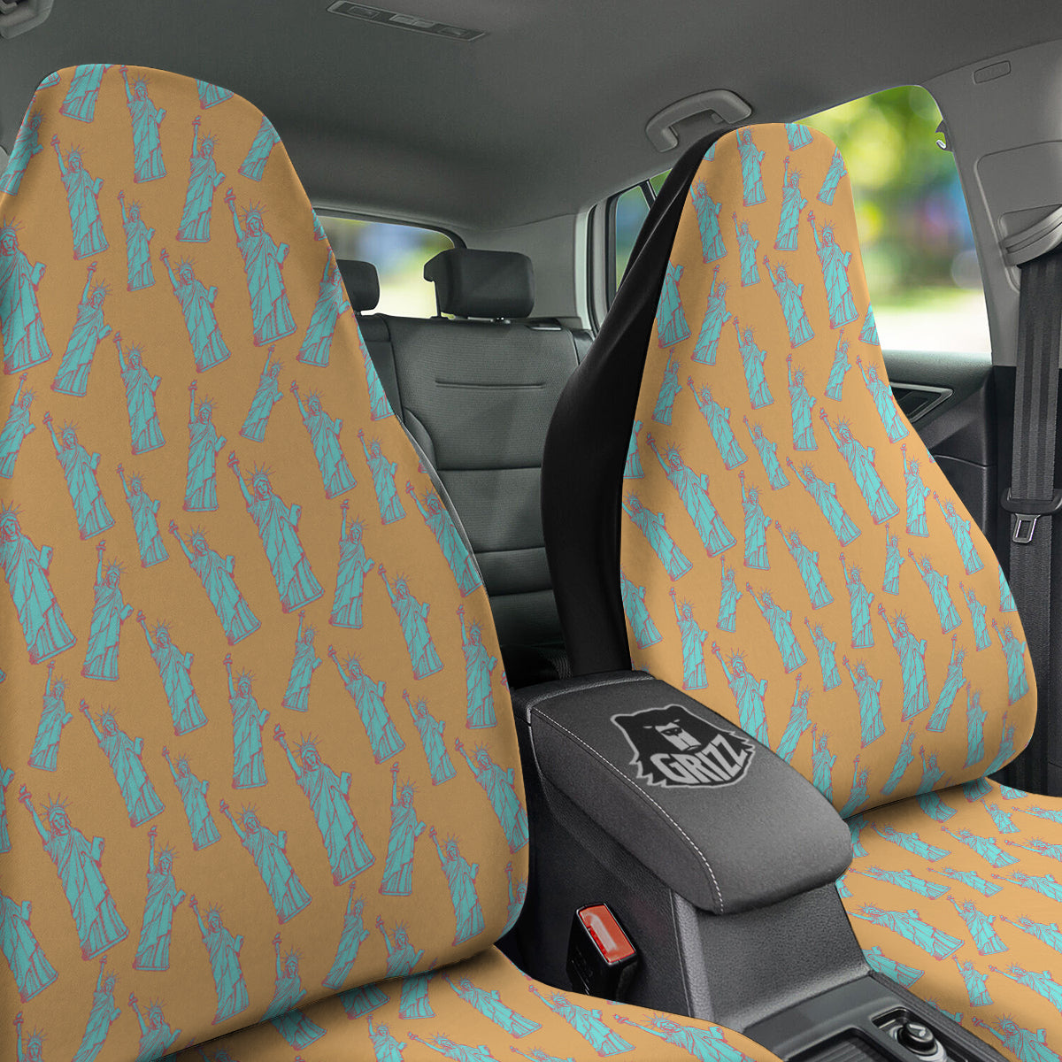 Blue Statue Of Liberty Print Pattern Car Seat Covers-grizzshop