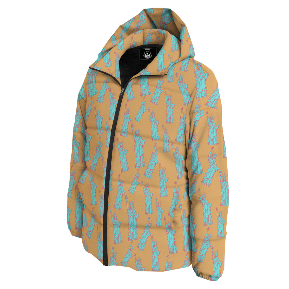 Blue Statue Of Liberty Print Pattern Down Jacket-grizzshop