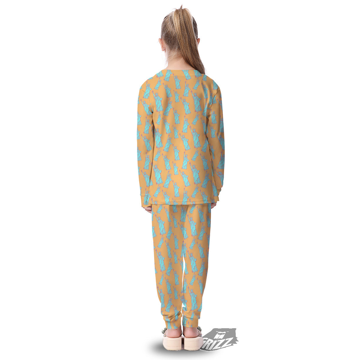 Blue Statue Of Liberty Print Pattern Kid's Pajamas-grizzshop