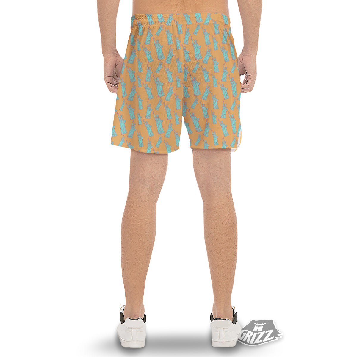 Blue Statue Of Liberty Print Pattern Men's Gym Shorts-grizzshop