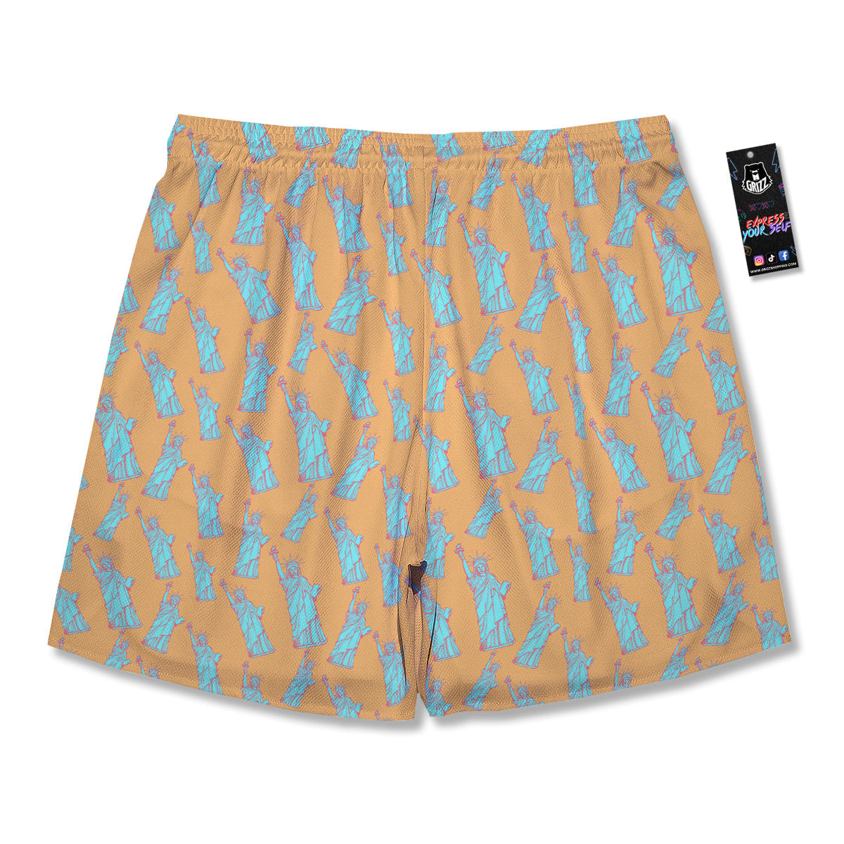 Blue Statue Of Liberty Print Pattern Men's Running Shorts-grizzshop