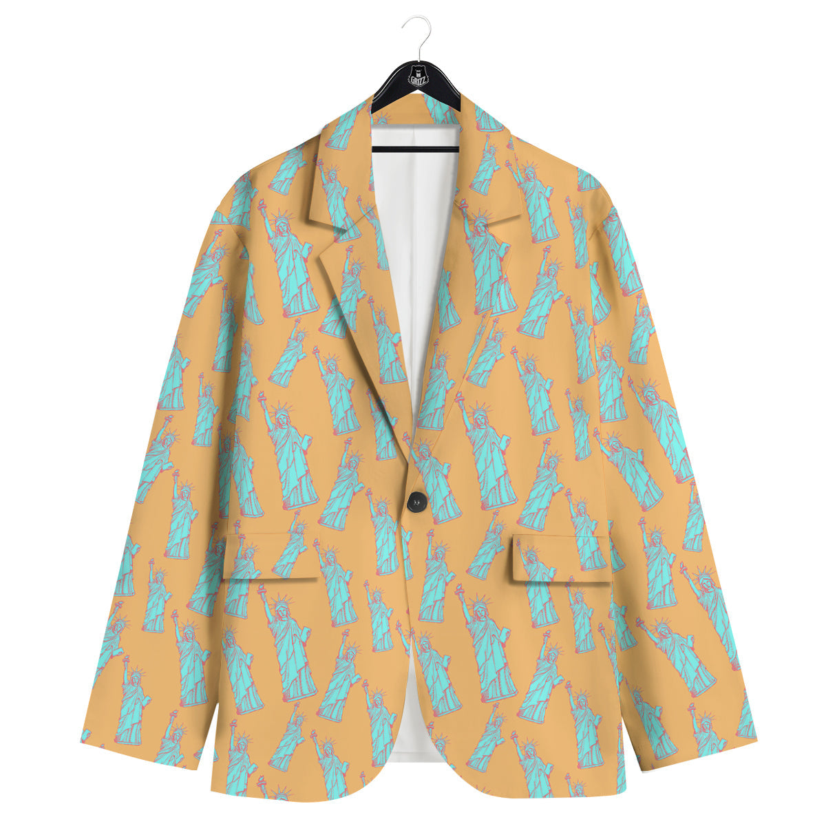 Blue Statue Of Liberty Print Pattern Men's Sport Coat-grizzshop