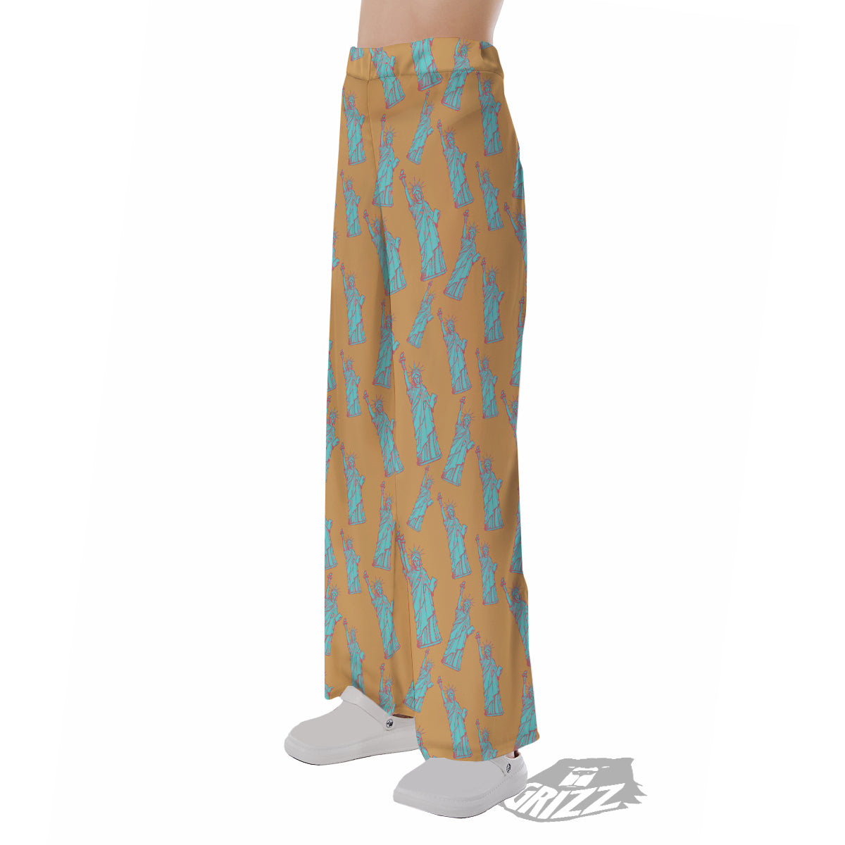 Blue Statue Of Liberty Print Pattern Pajama Pants-grizzshop