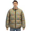 Blue Statue Of Liberty Print Pattern Puffer Jacket-grizzshop