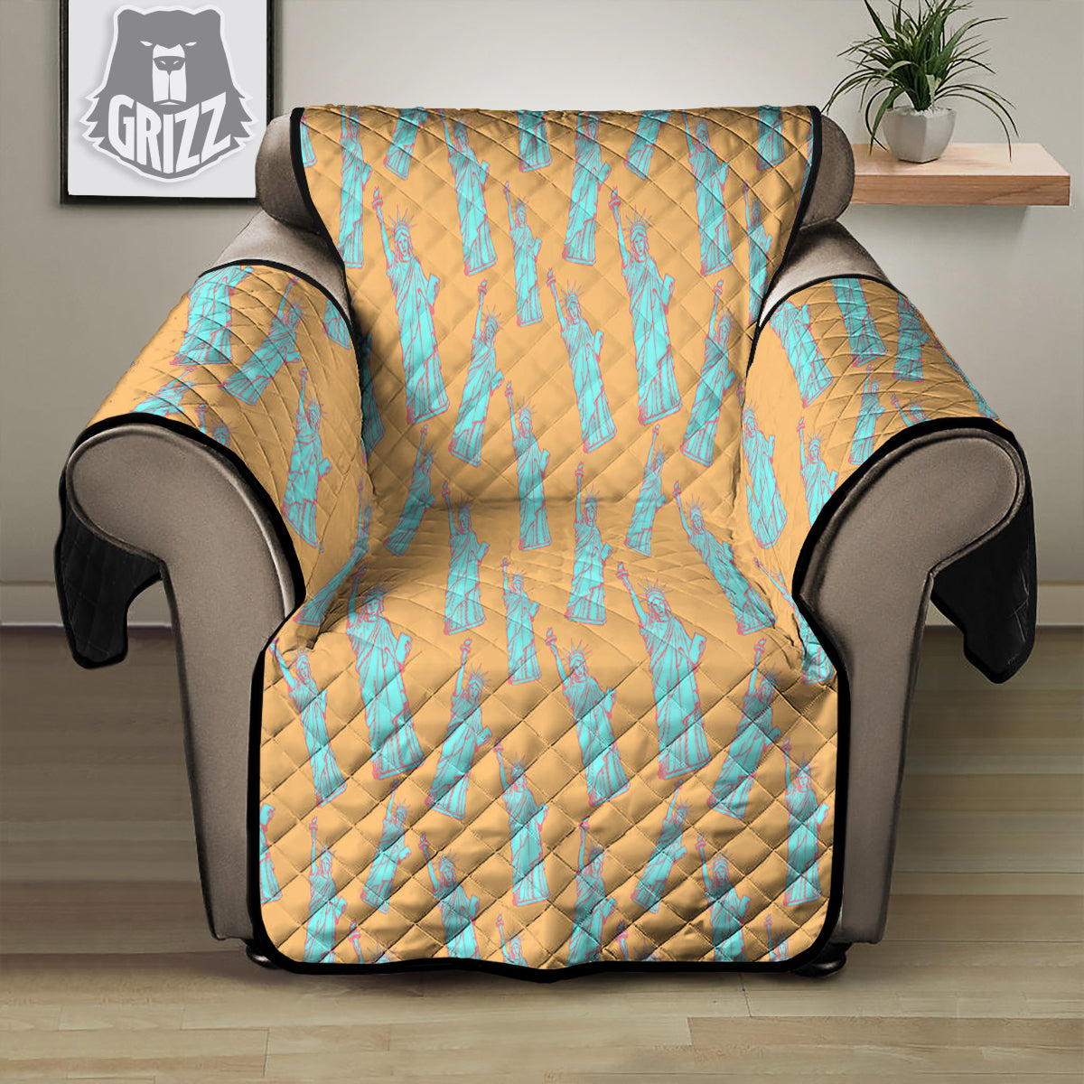 Blue Statue Of Liberty Print Pattern Recliner Protector-grizzshop