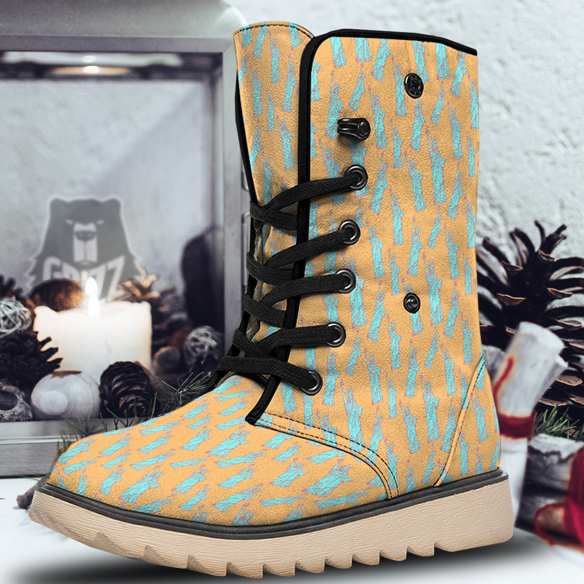 Blue Statue Of Liberty Print Pattern Snow Boots-grizzshop