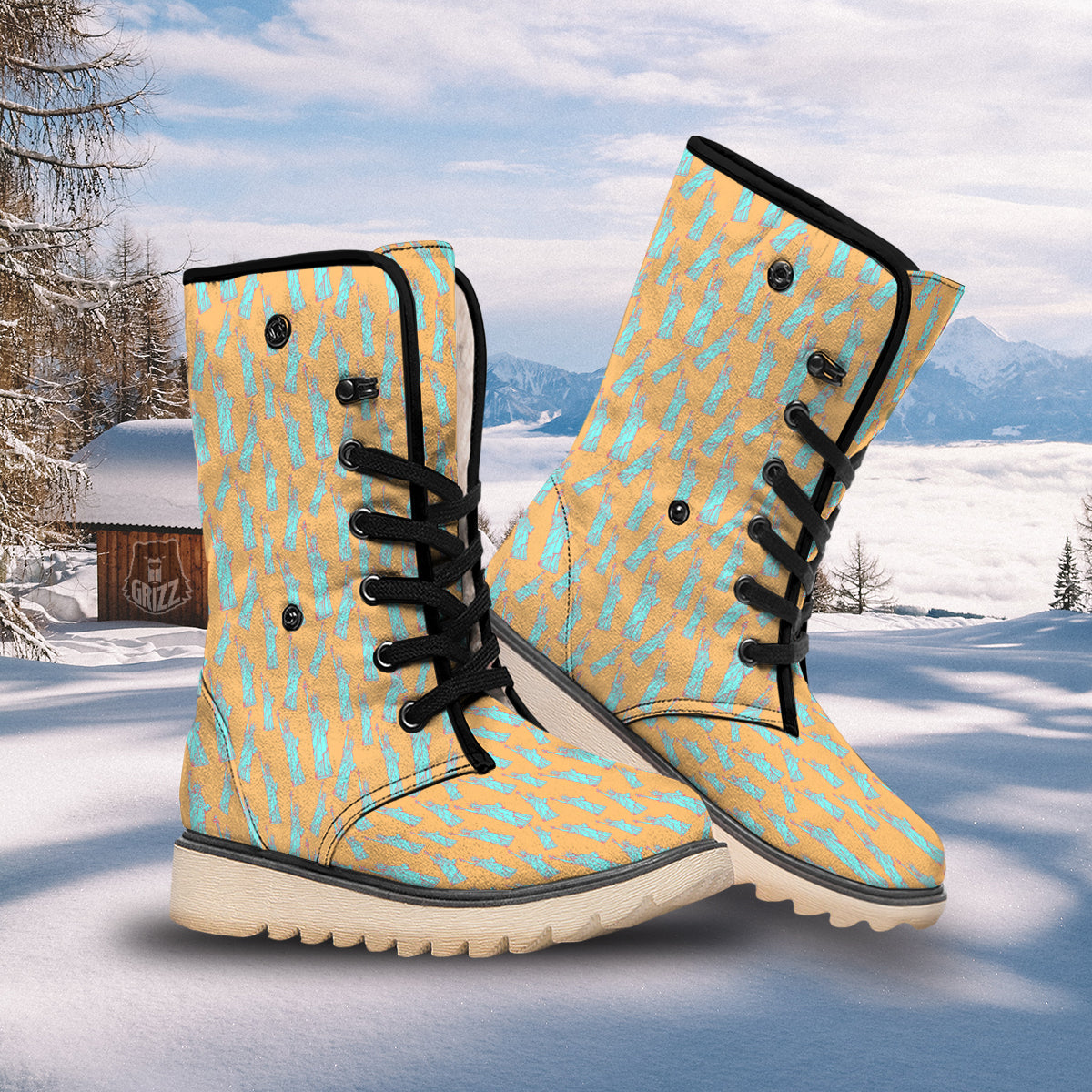 Blue Statue Of Liberty Print Pattern Snow Boots-grizzshop