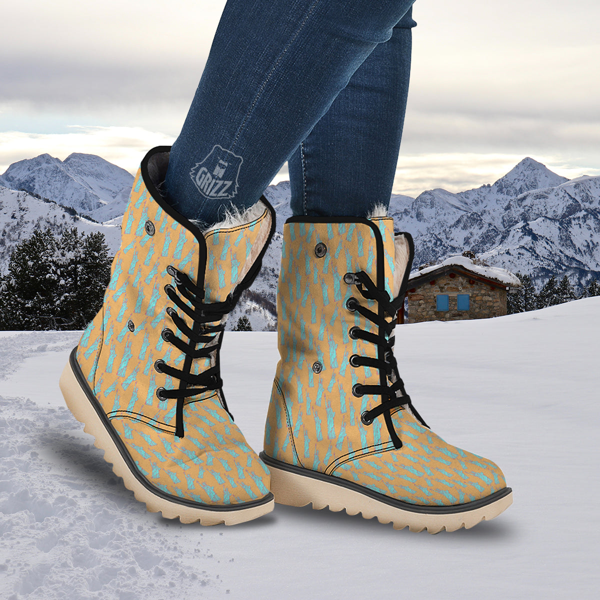 Blue Statue Of Liberty Print Pattern Snow Boots-grizzshop