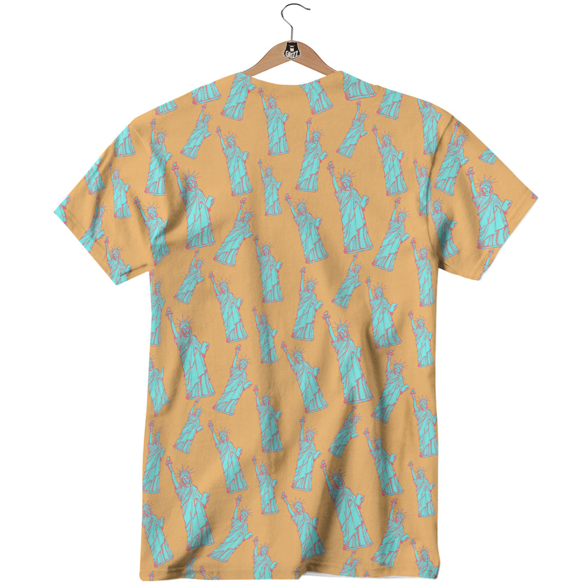 Blue Statue Of Liberty Print Pattern T-Shirt-grizzshop