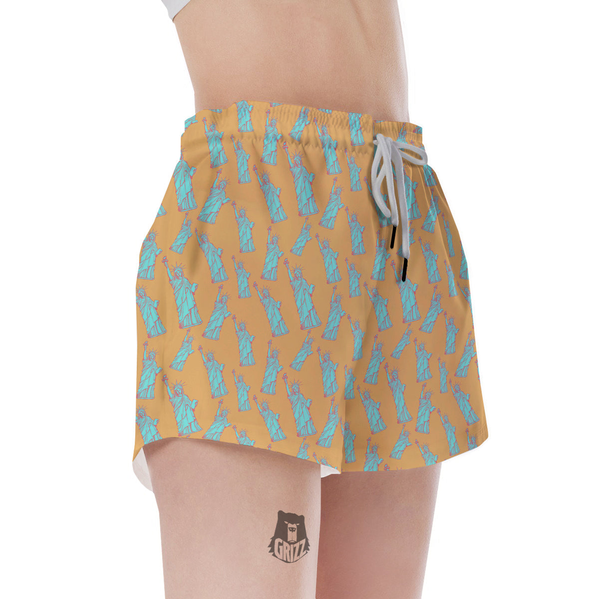 Blue Statue Of Liberty Print Pattern Women's Shorts-grizzshop