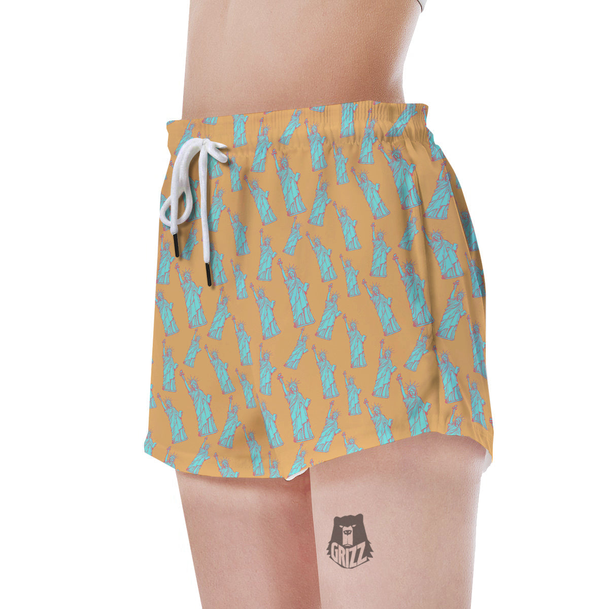 Blue Statue Of Liberty Print Pattern Women's Shorts-grizzshop