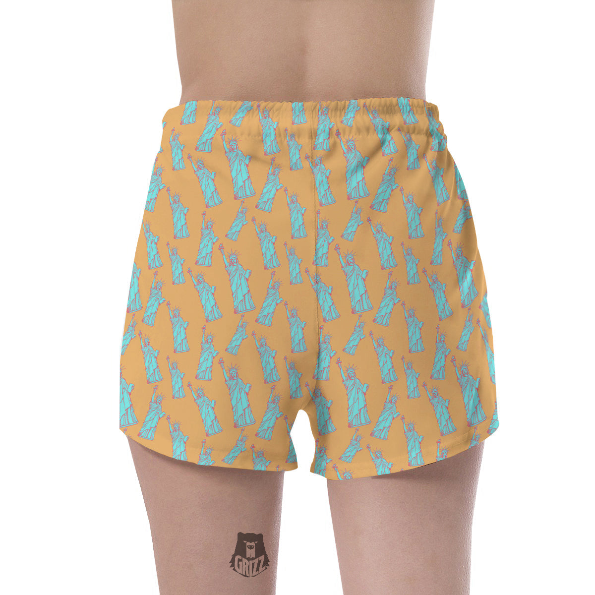 Blue Statue Of Liberty Print Pattern Women's Shorts-grizzshop