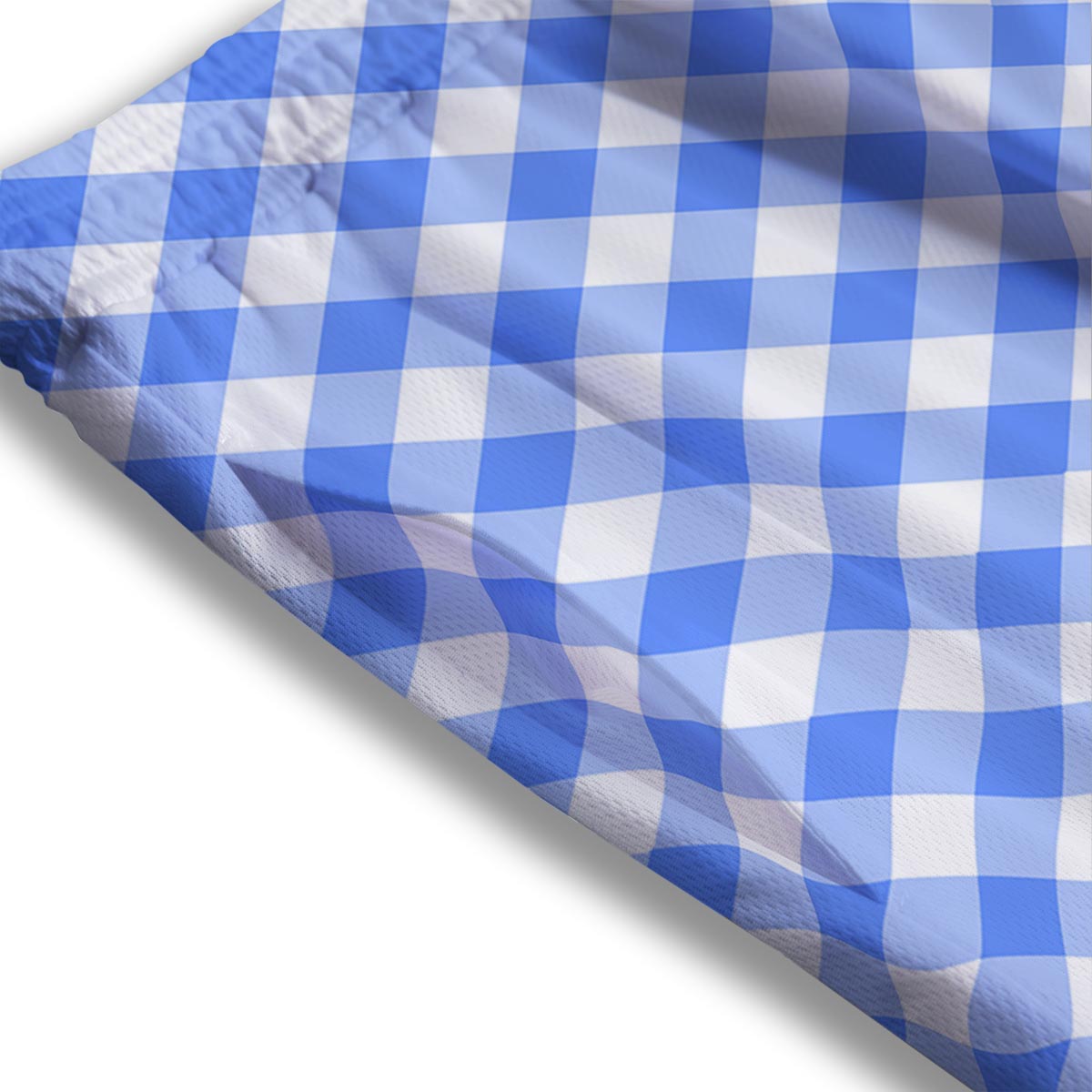 Blue Steel And White Gingham Print Pattern Mesh Shorts