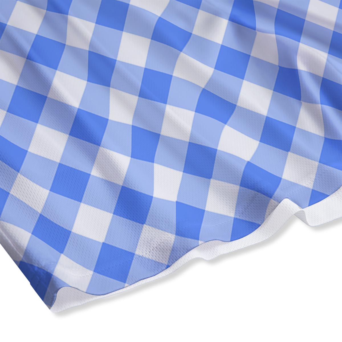 Blue Steel And White Gingham Print Pattern Mesh Shorts
