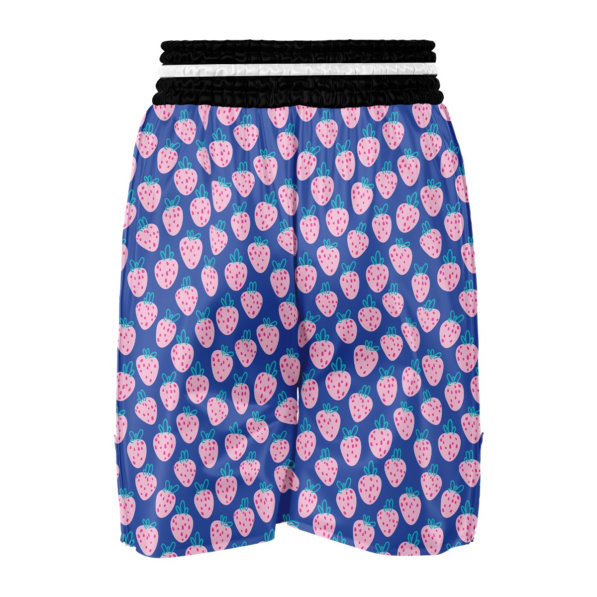 Blue Strawberry Pattern Print Boxing Shorts-grizzshop