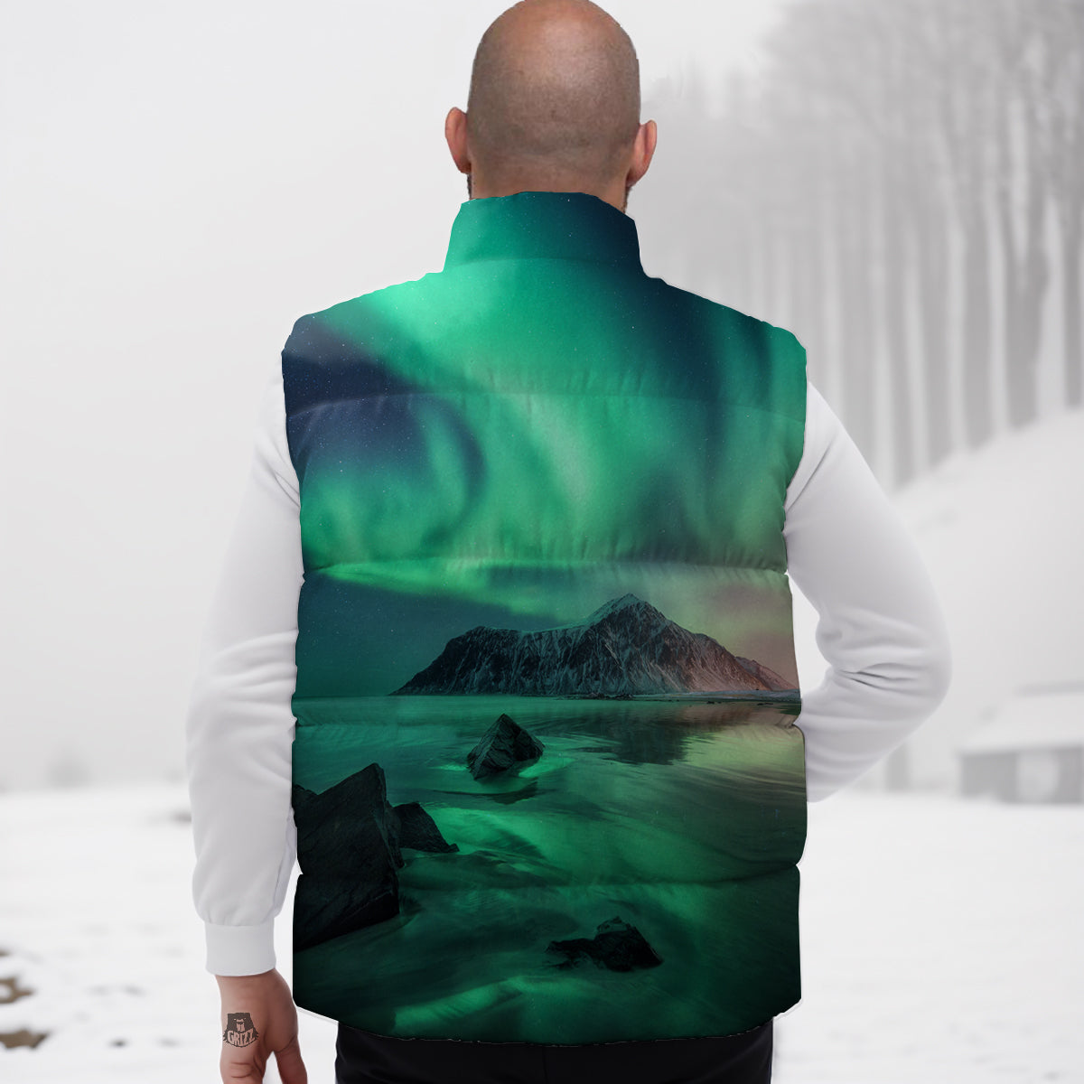 Blue Strawberry Pattern Print Down Vest-grizzshop