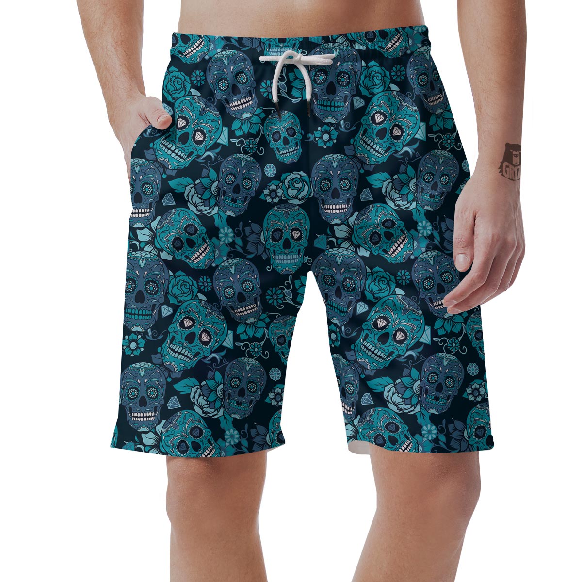 Blue Sugar Skull Men's Shorts-grizzshop