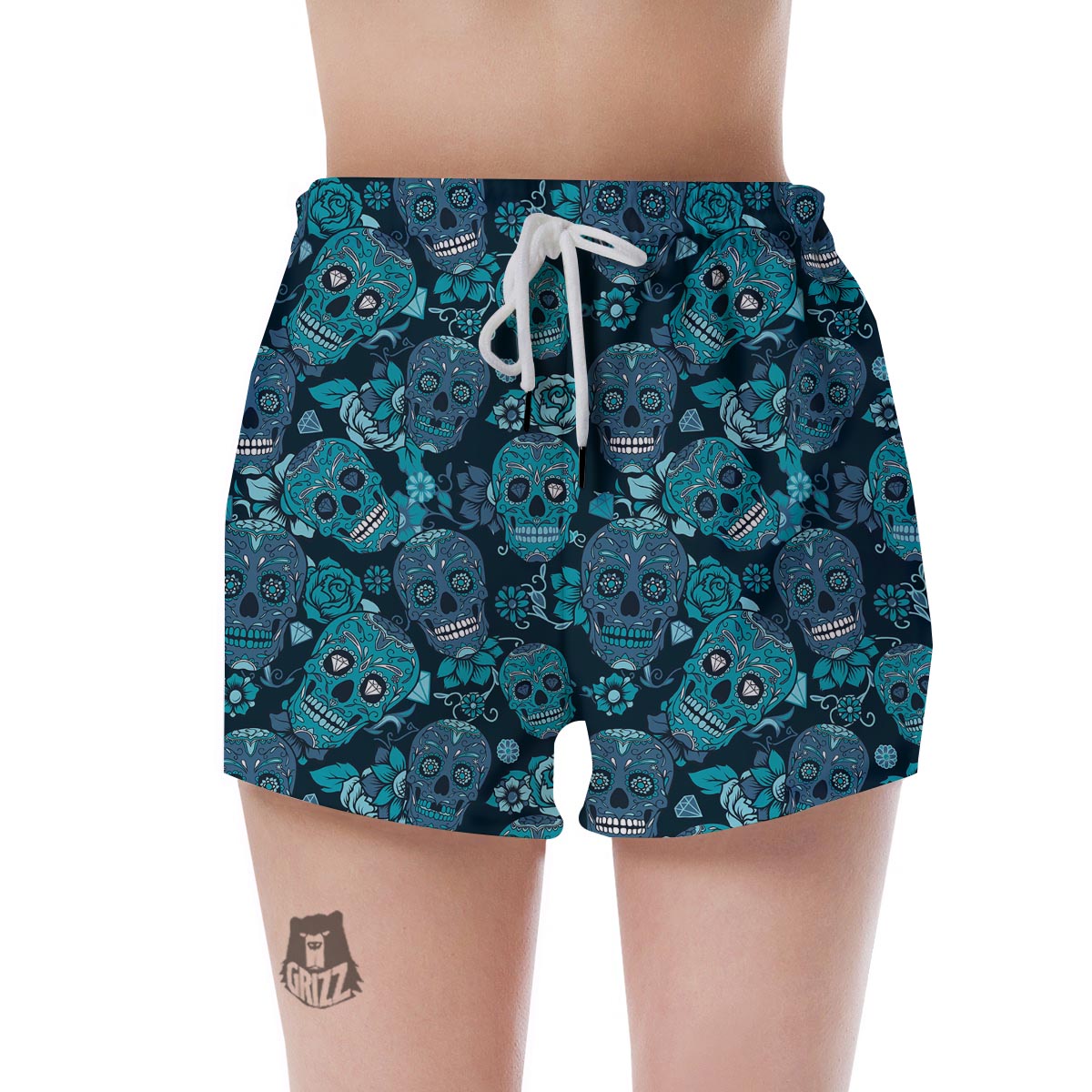Blue Sugar Skull Women's Shorts-grizzshop