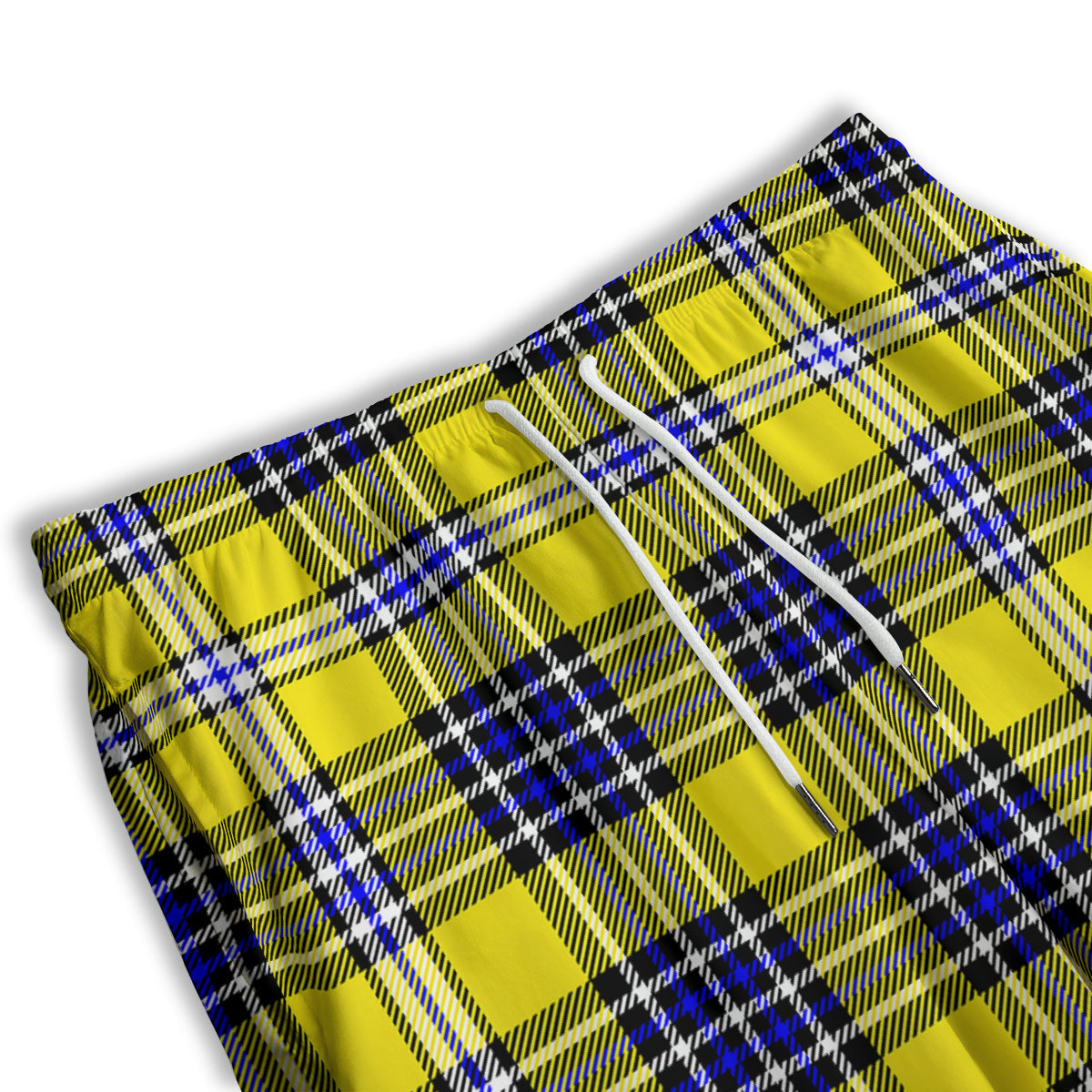 Blue Tartan And Black Yellow Print Pattern Men's Athletic Shorts
