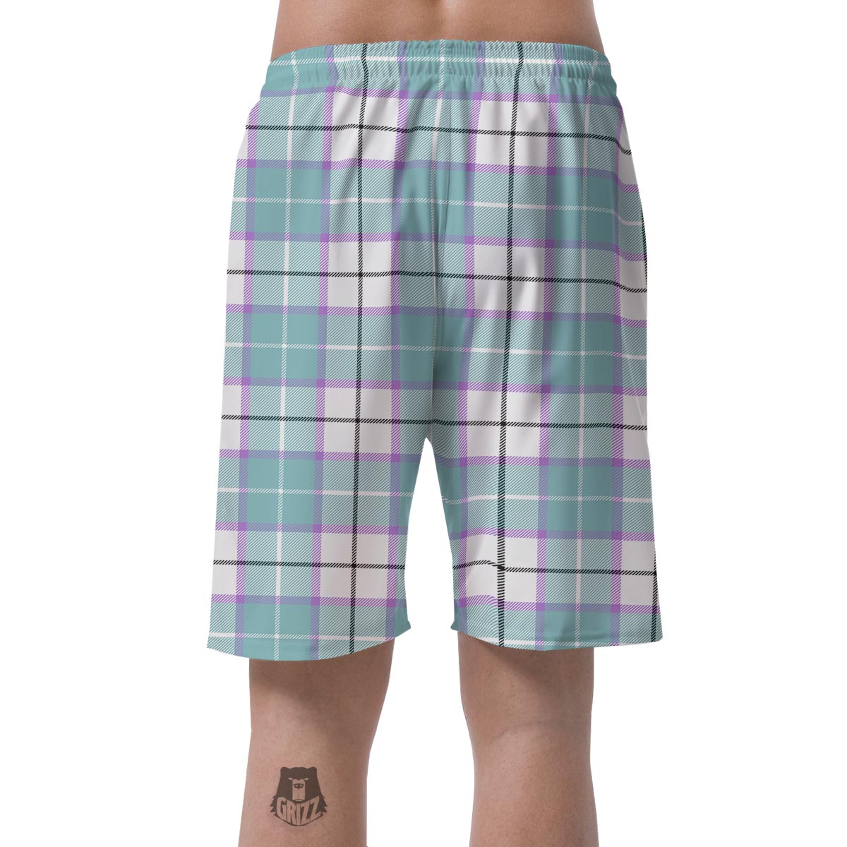 Blue Tartan Plaid Men's Shorts-grizzshop