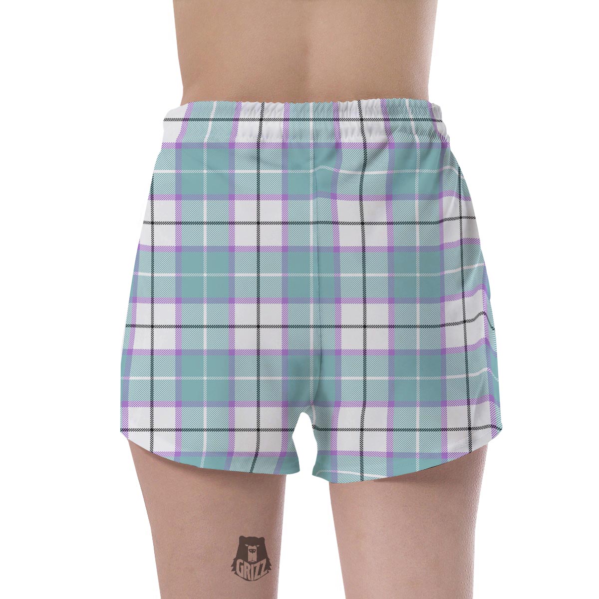 Blue Tartan Plaid Women's Shorts-grizzshop