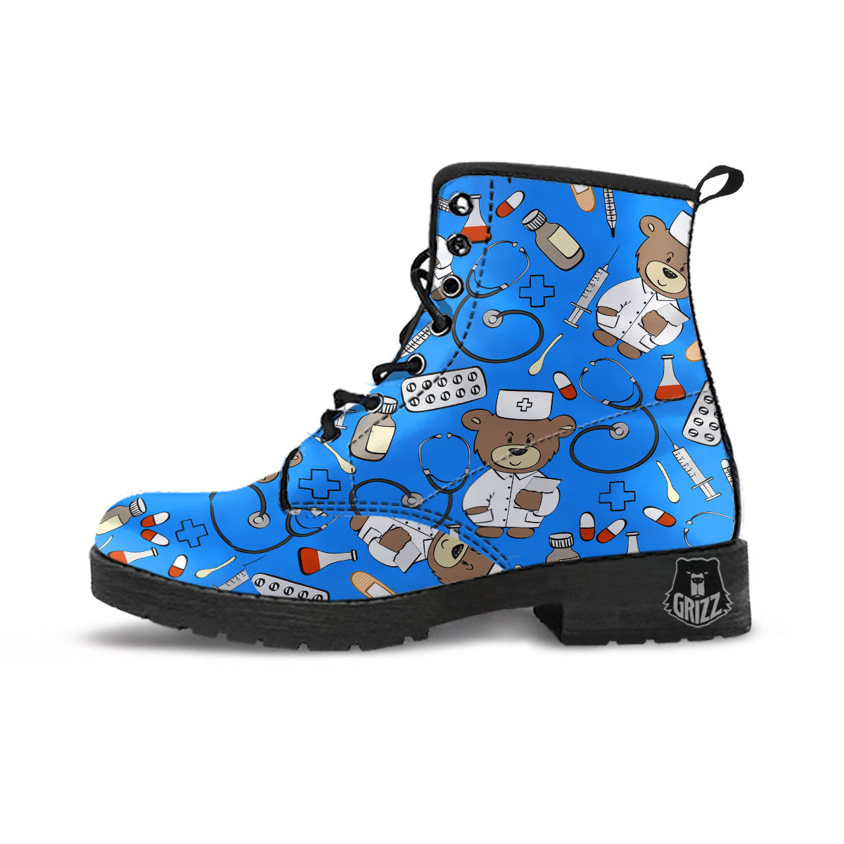 Blue Teddy Bear Nurse Leather Boots-grizzshop