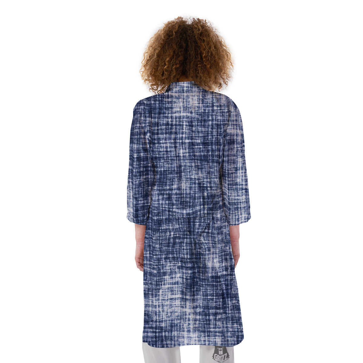 Blue Tie Dye Acid Wash Print Kimono-grizzshop