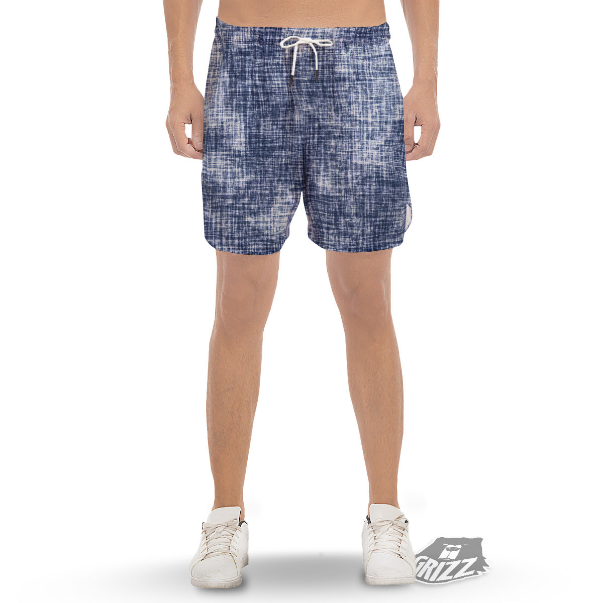 Blue Tie Dye Acid Wash Print Men's Gym Shorts-grizzshop