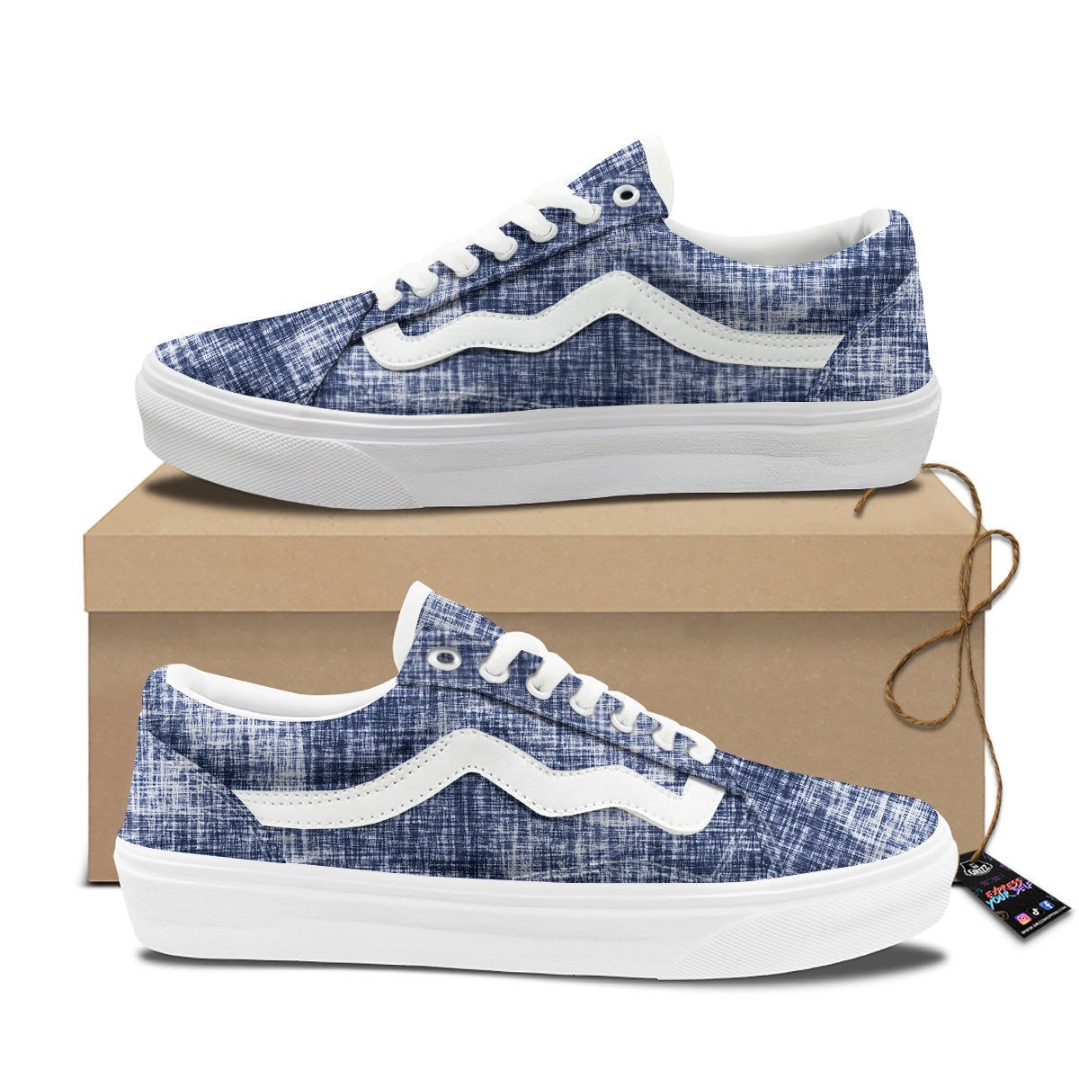 Blue Tie Dye Acid Wash Print Skate Shoes-grizzshop