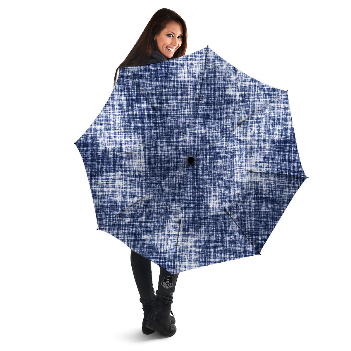Blue Tie Dye Acid Wash Print Umbrella-grizzshop