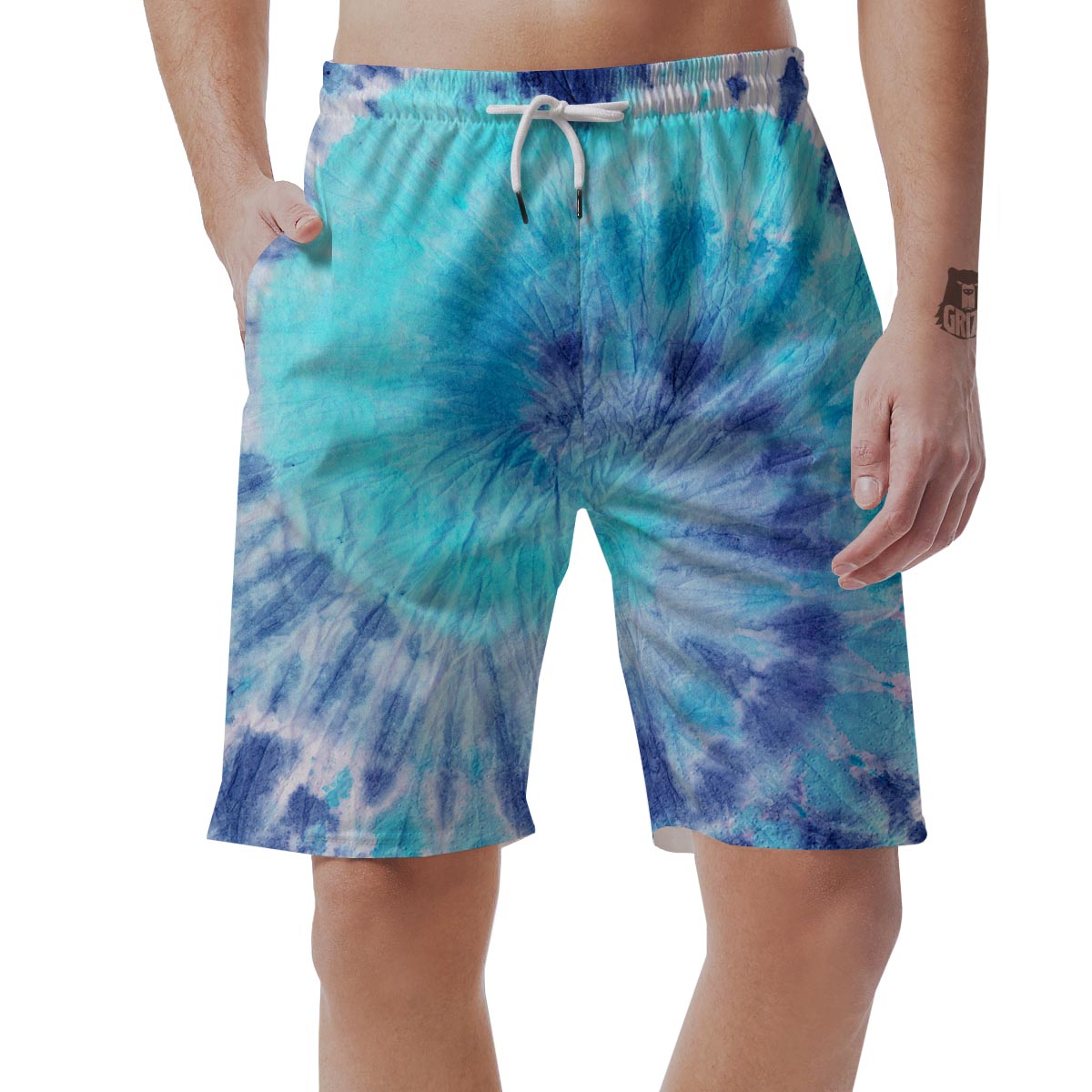 Blue Tie Dye Men's Shorts-grizzshop