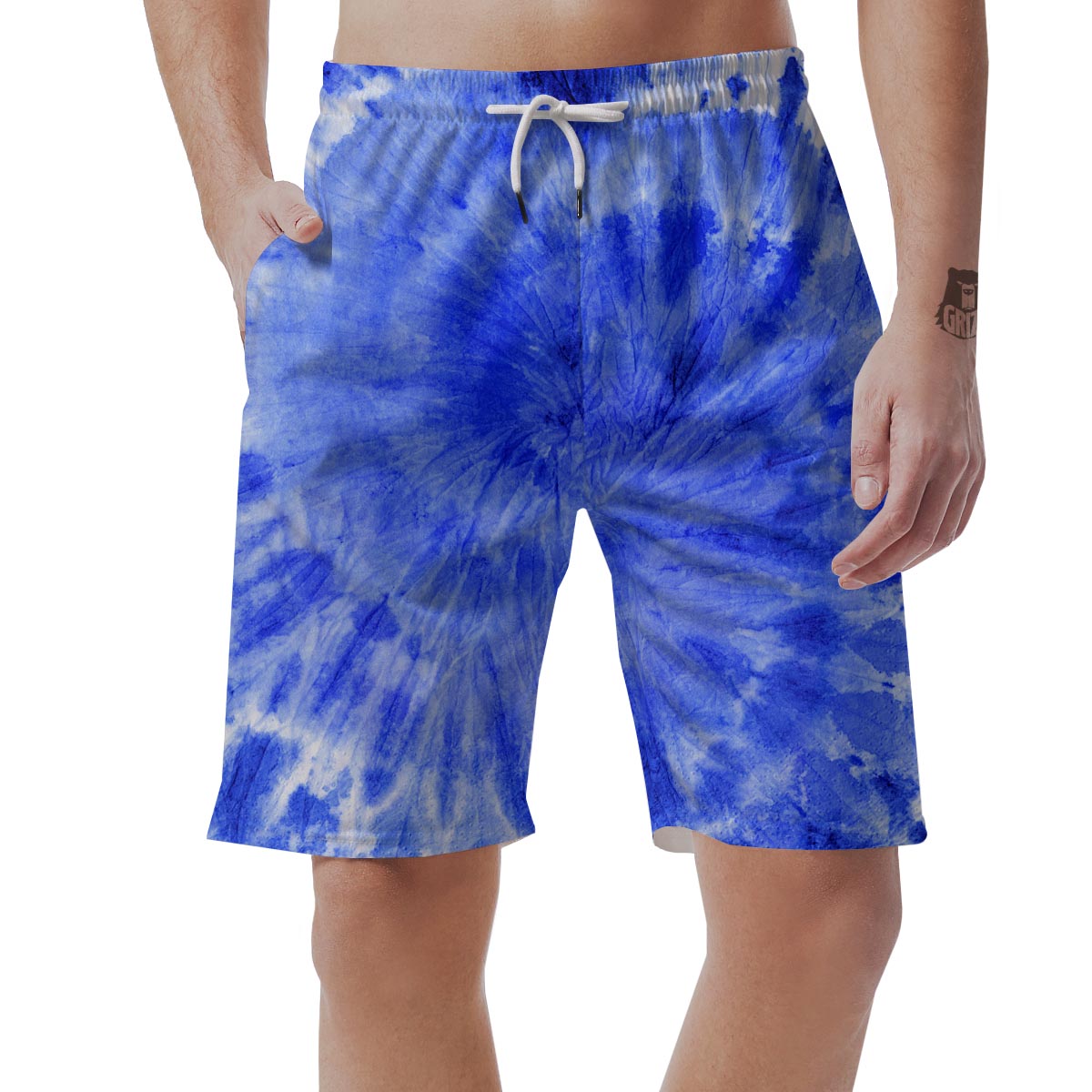 Blue Tie Dye Print Men's Shorts-grizzshop