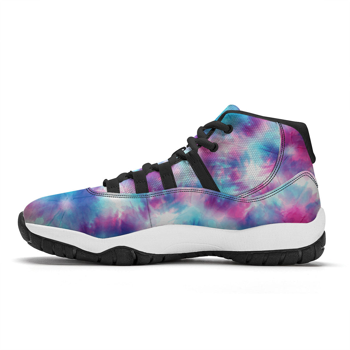 Blue Tie Dye Shibori Black Bball Shoes-grizzshop