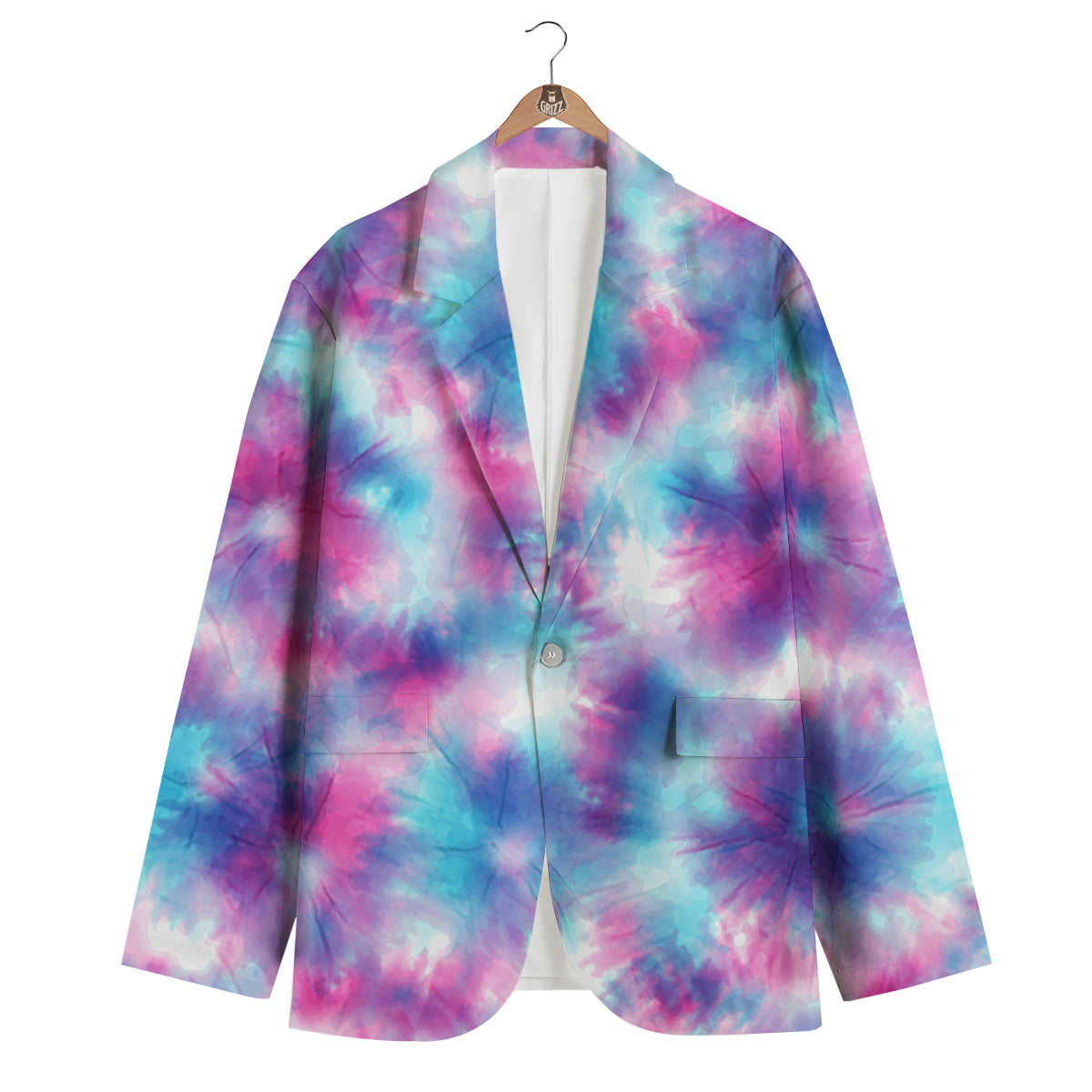 Blue Tie Dye Shibori Men's Blazer-grizzshop