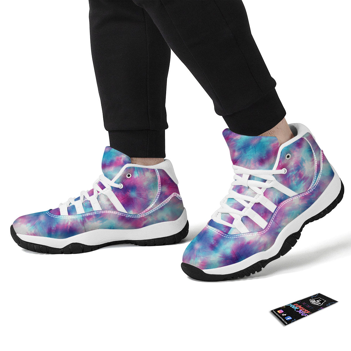 Blue Tie Dye Shibori White Bball Shoes-grizzshop