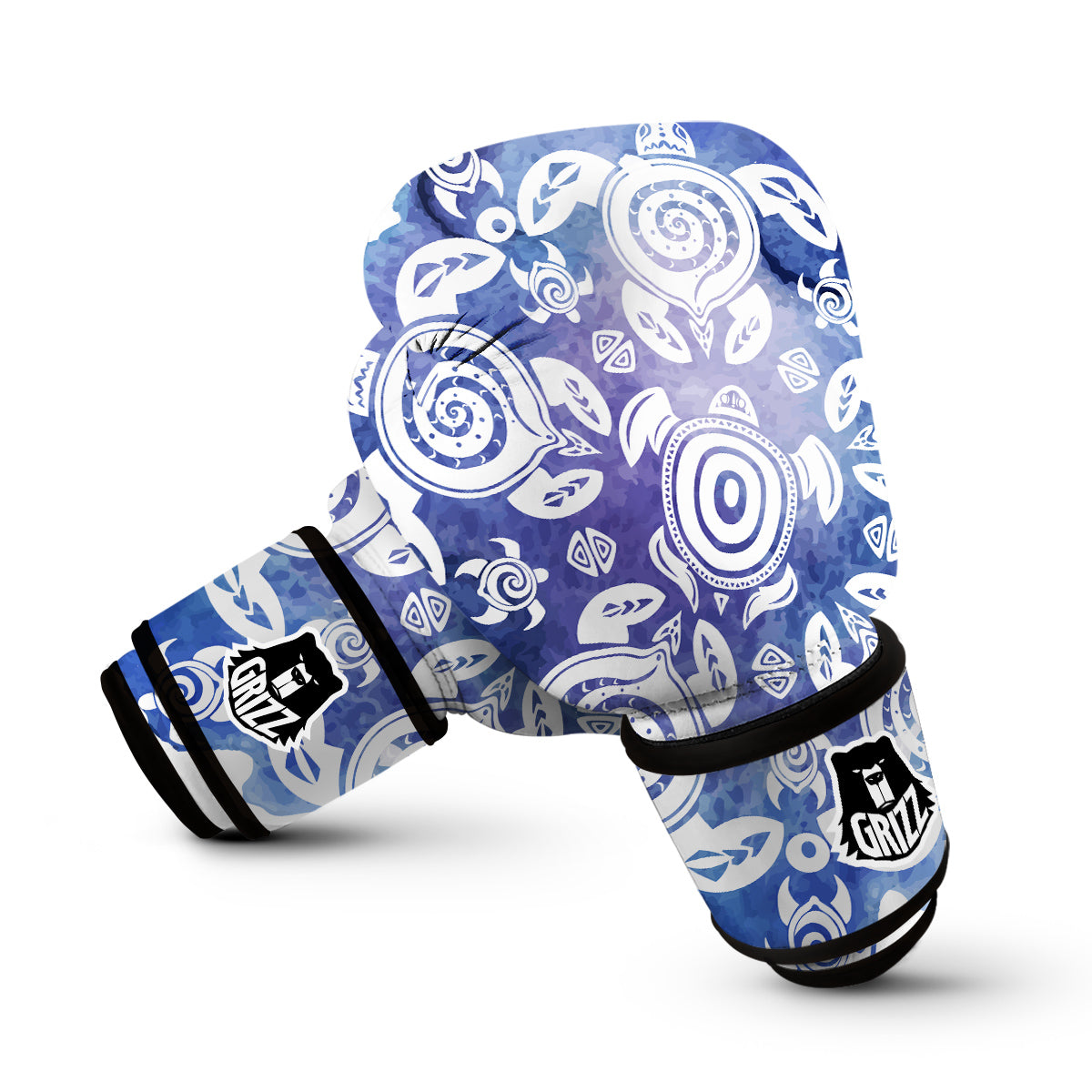 Blue Tribal Turtle Boxing Gloves-grizzshop