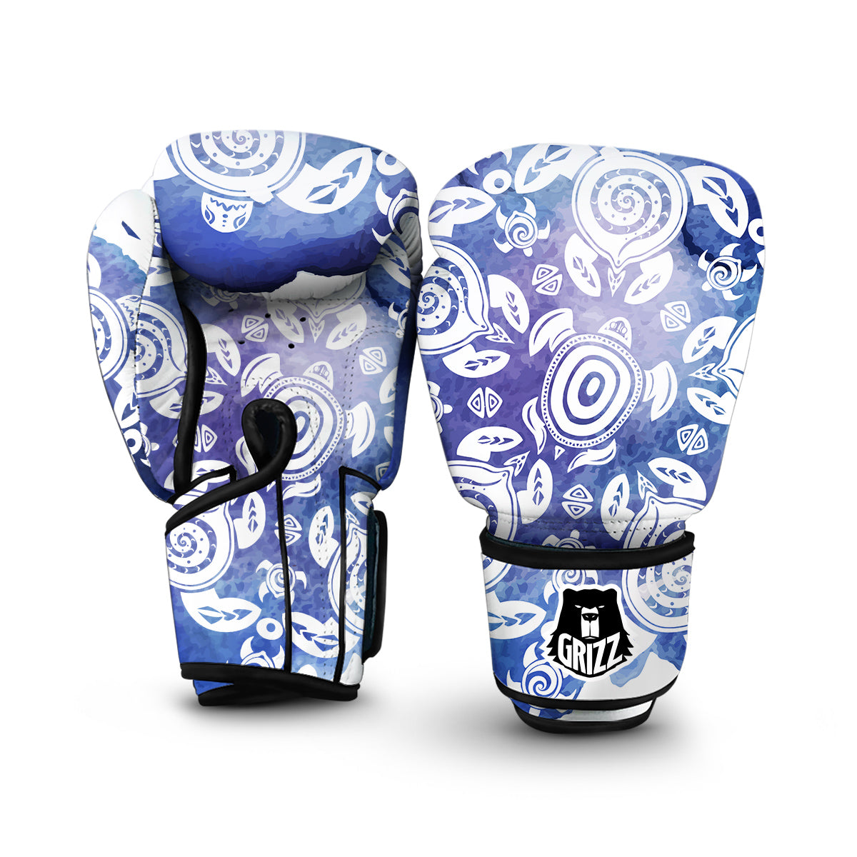 Blue Tribal Turtle Boxing Gloves-grizzshop