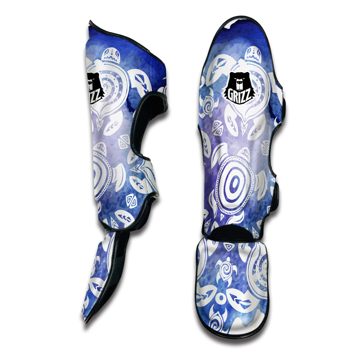 Blue Tribal Turtle Muay Thai Shin Guards-grizzshop