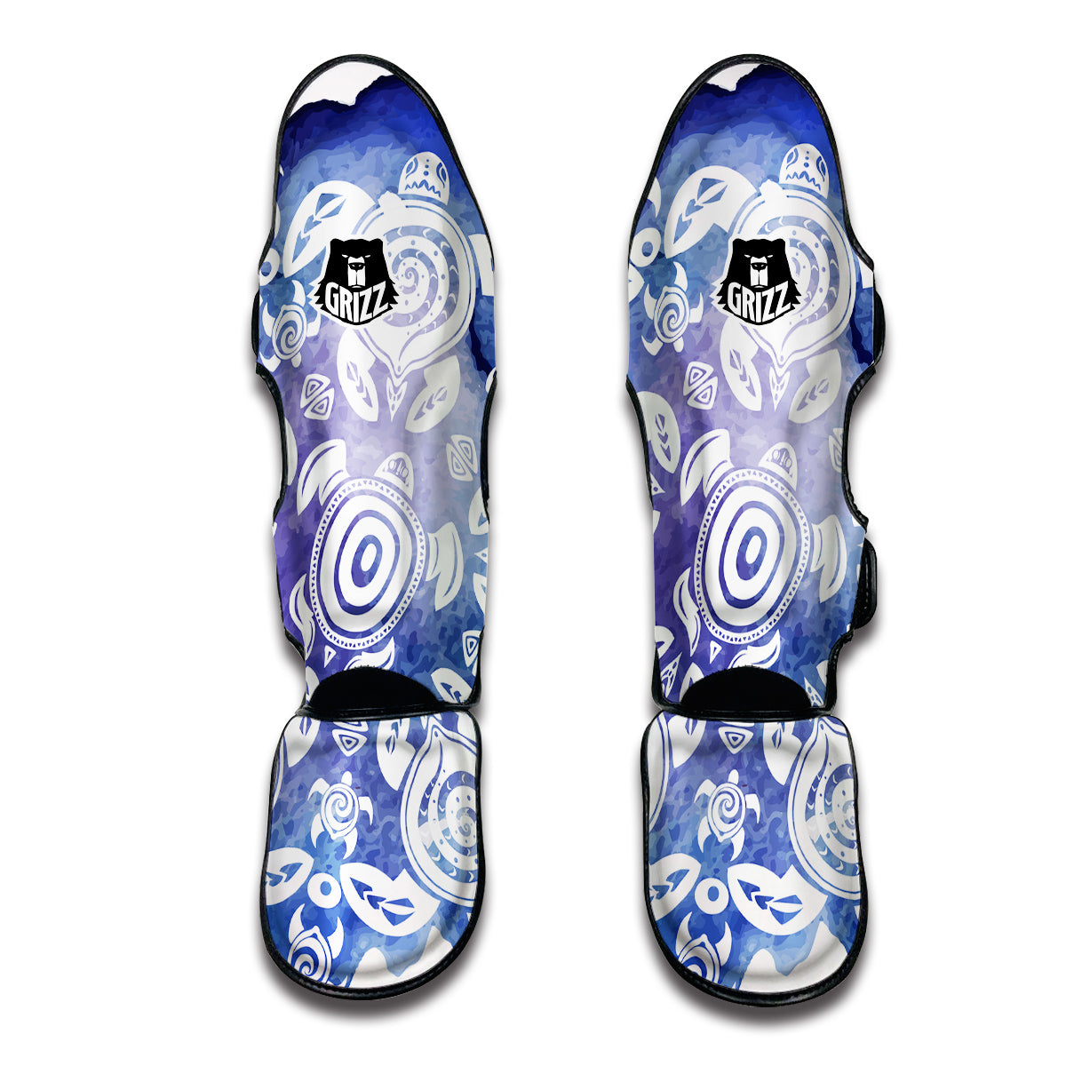 Blue Tribal Turtle Muay Thai Shin Guards-grizzshop