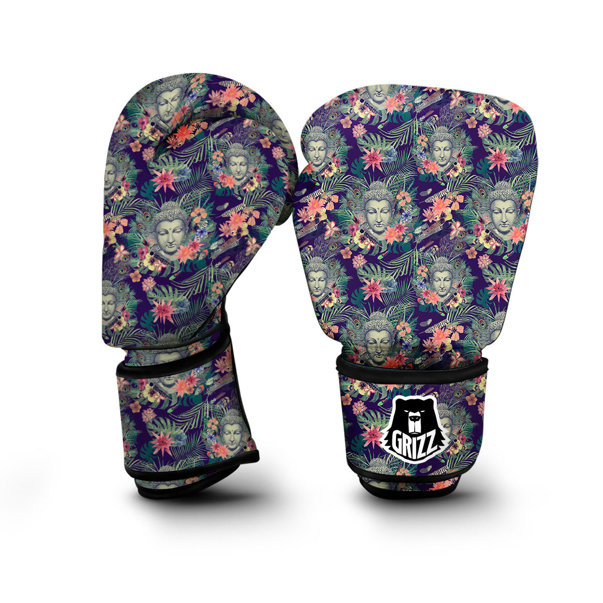 Blue Tropical Buddha Boxing Gloves-grizzshop