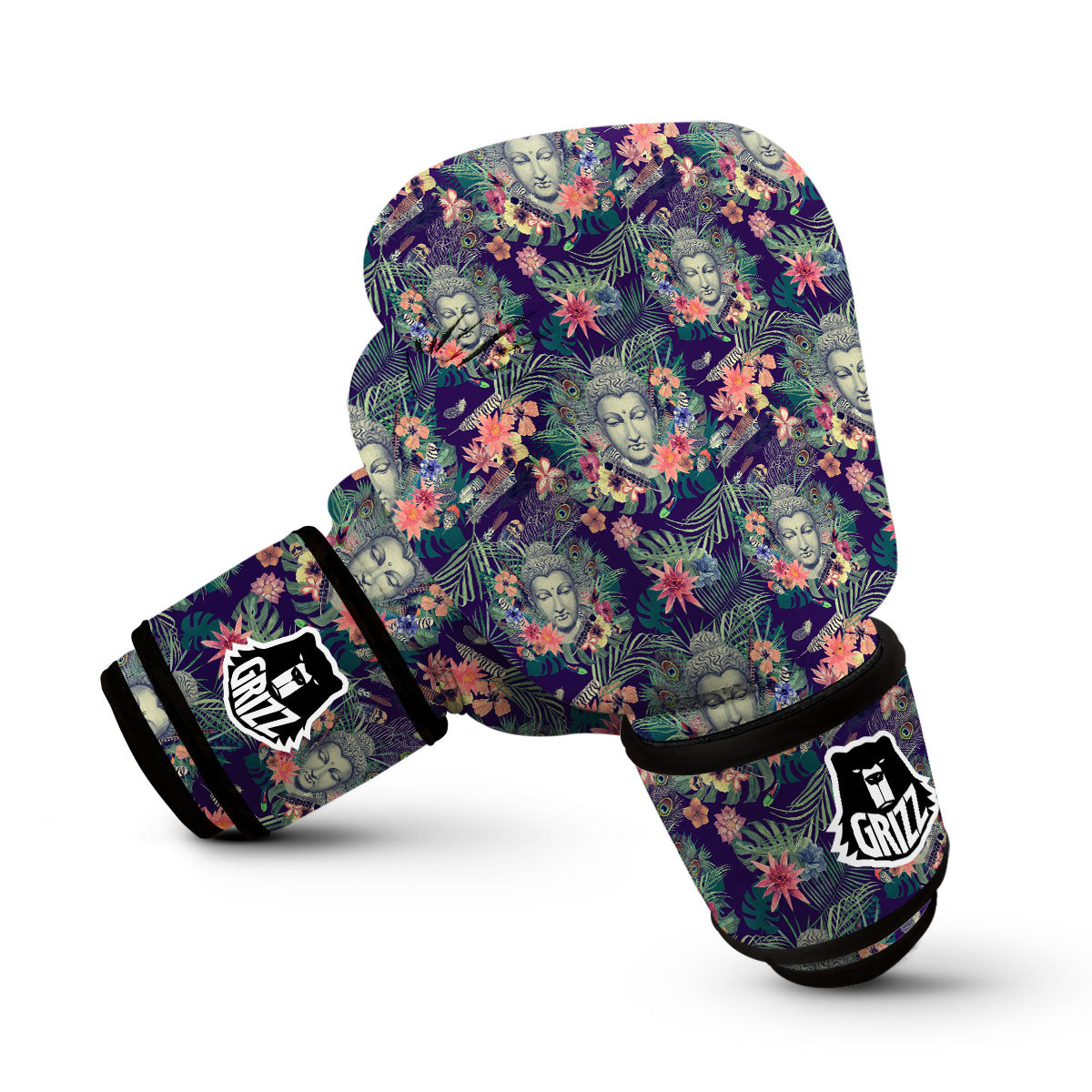 Blue Tropical Buddha Boxing Gloves-grizzshop